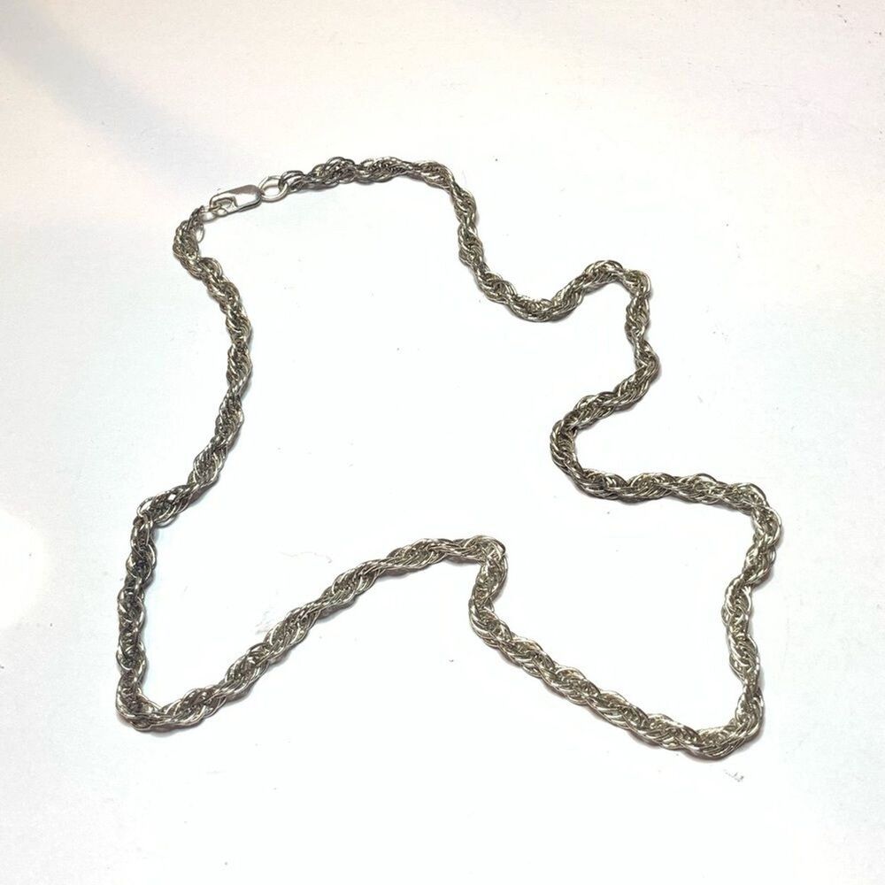 Sterling Silver 925 Twisted Rope Chain Necklace 20” length 17.4 grams